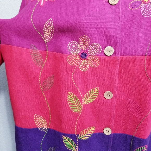 Coldwater Creek hippie boho embroidered jacket blazer top petite LARGE - Picture 8 of 9